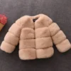 Girls Faux Fur Winter Coat - Warm Long Sleeve Kids Outerwear