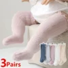 3-Pack Baby Girls Lace Knee High Cotton Socks Ruffle Trim
