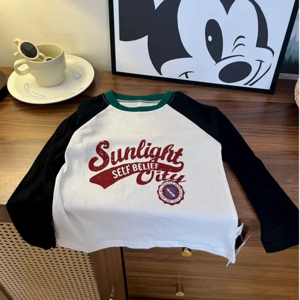 Autumn New Arrival Kids Boys' and Girls' Pure Cotton Color-Block Long Sleeve T-Shirt Baby Casual Fashion Children's Basic Top