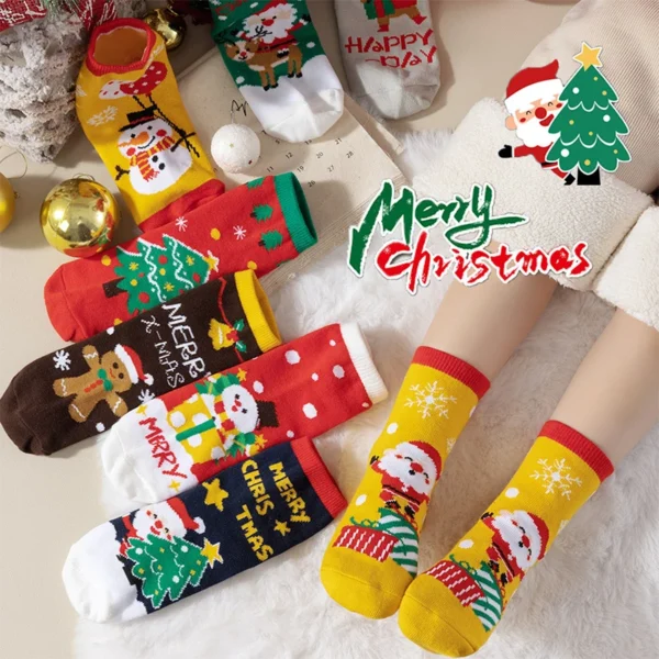 4-Pack Kids Cartoon Christmas Socks | Warm & Breathable