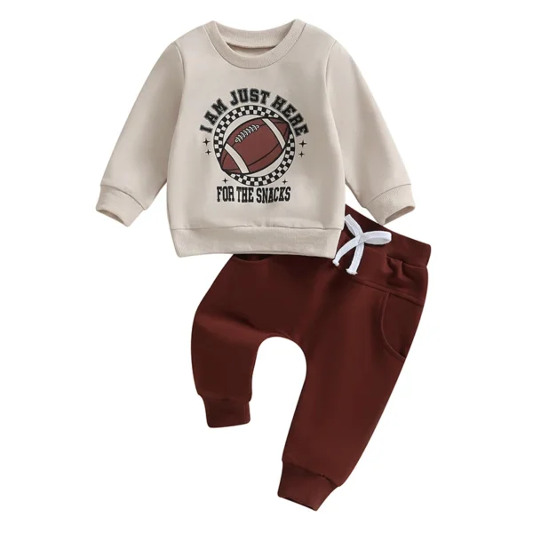 kf-S15dedb381aea4bbfb5021d5910705e8es Baby Boy Football Print Sweatshirt & Pant 2-Piece Set
