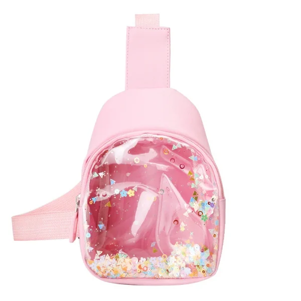 New Fashion Children's Solid Color Transparent Crossbody Bag Shoulder Bag Travel Sports Girl Cute Shoulder Bag 2024 Gifts