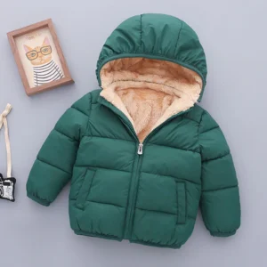 Kids Fleece Cartoon Hooded Jacket - Warm Winter Outerwear