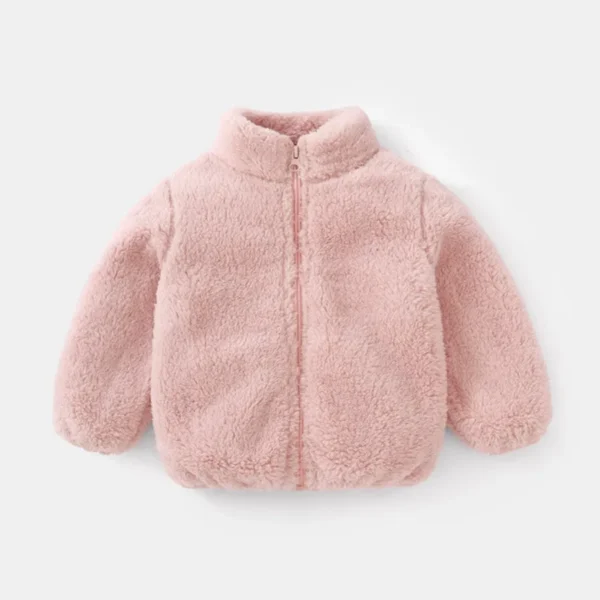 Warm Plush Toddler Coat: Solid Color Kids Winter Jacket