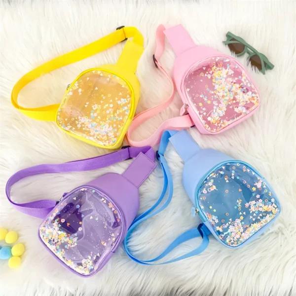 kf-S29aaa832cae34a75b3207bb1567e0441j New Fashion Children's Solid Color Transparent Crossbody Bag Shoulder Bag Travel Sports Girl Cute Shoulder Bag 2024 Gifts