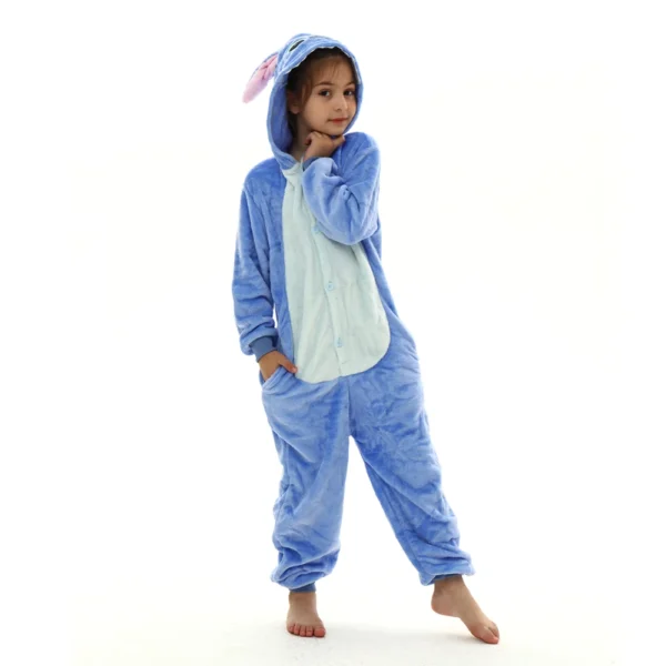 kids winter stitch flannel pajamas children pikachu sleepwear unicorn kigurumi onesies for boys girls baby blanket sleepers