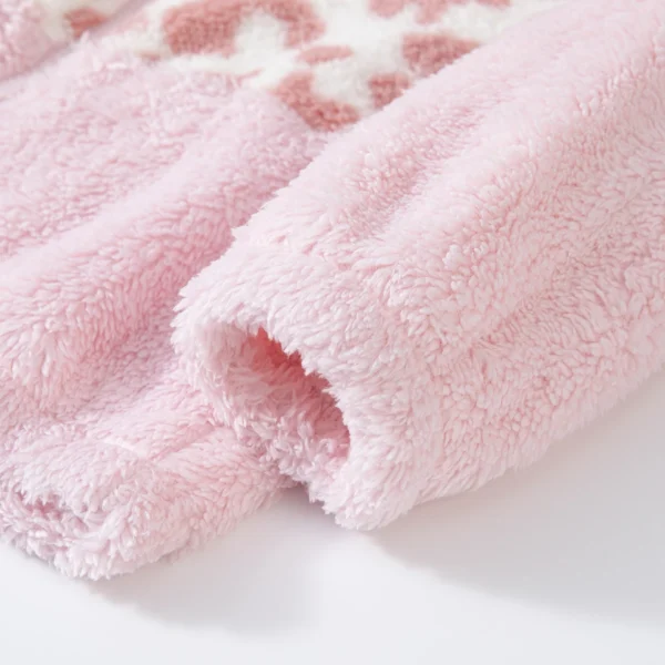 Girls Leopard Print Fleece Jacket - Thick Winter Warm Coat