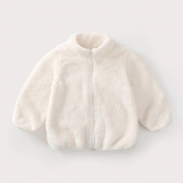 Warm Plush Toddler Coat: Solid Color Kids Winter Jacket