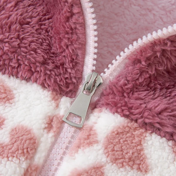 Girls Leopard Print Fleece Jacket - Thick Winter Warm Coat