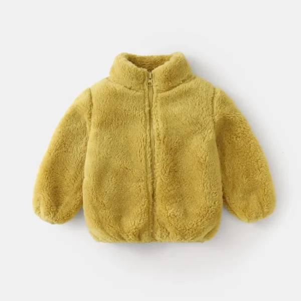 Warm Plush Toddler Coat: Solid Color Kids Winter Jacket