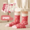 5 Pairs Girls' Cute Heart Pattern Knit Socks for Kids