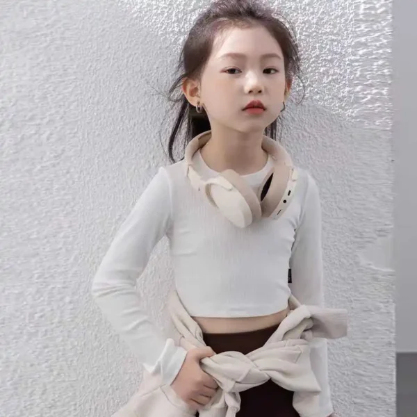 Girls Shirts 2025 Spring Autumn Long-Sleeve Base Layer New Arrival Kids Slim-Fit T-Shirt Childrens Clothes Jazz-Style Top