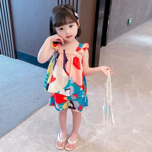 kf-Sa3bb96dac6ca4d478336f0e7bb2a040du Summer Baby Girls Clothing Sets Suspender Top Color Matching Floral Vest + Children'S Casual Pants Little Kids Clothes Suit