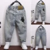 Spring 2025 Cool Children's Jeans Character Print Design New Arrival Kids' Denim Trousers for Boys
