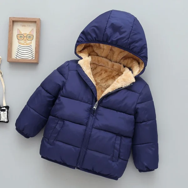Kids Fleece Cartoon Hooded Jacket - Warm Winter Outerwear