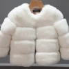 Girls Faux Fur Winter Coat - Warm Long Sleeve Kids Outerwear