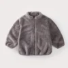 Warm Plush Toddler Coat: Solid Color Kids Winter Jacket