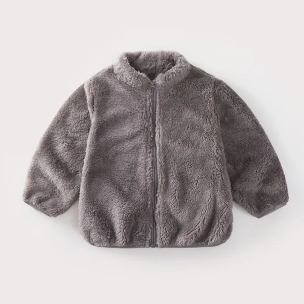 Warm Plush Toddler Coat: Solid Color Kids Winter Jacket
