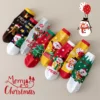 4 Pairs Kids Christmas Cartoon Knit Socks Set