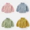 Warm Plush Toddler Coat: Solid Color Kids Winter Jacket