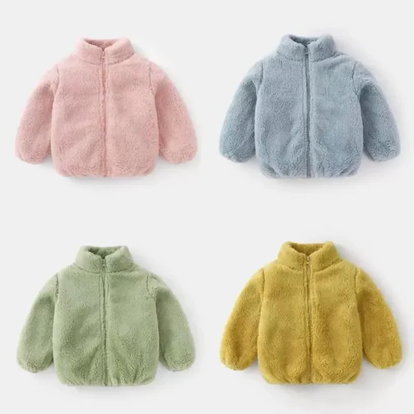 Warm Plush Toddler Coat: Solid Color Kids Winter Jacket